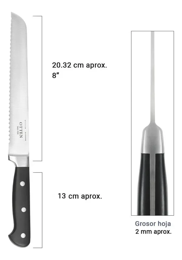 OTTEN CUCHILLO DE PAN 8" FORJADO D414-D