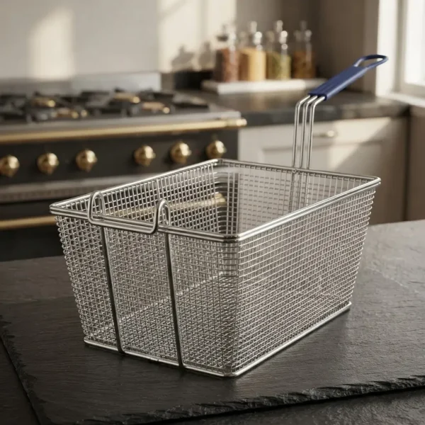 Canasto Freidor Cromado Otten 31 X 23 Cm Mango Azul