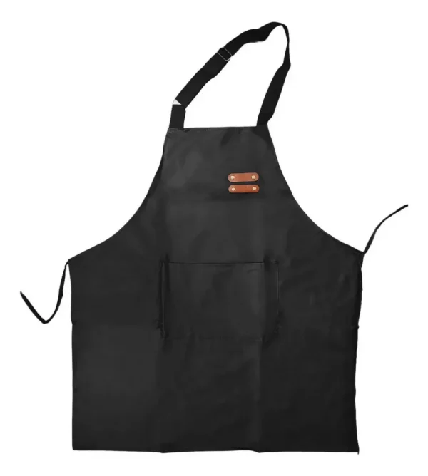 Delantal De Cocina Parrillero Gastronómico C/ Bolsillo Otten Negro/Cuero