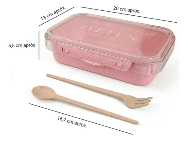 OTTEN-LANCHERA C/ CUBIERTOS 800ML ROSA- TY0593PK