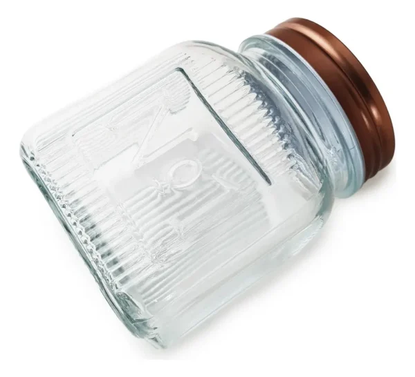 Frasco Hermético Cuadrado Vidrio Labrado Otten 1 Lt - Cobre