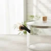 Olla De Vidrio Templado Con Tapa Y Asas Bambu 3.5 Lts Otten Transparente