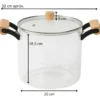Olla De Vidrio Templado Con Tapa Y Asas Bambu 5.5 Lts Otten Transparente