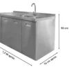 33247OTT0003-1 OTTEN-BAJO MESADA DE ACERO C/ BACHA 150*70*90CM TKC-S4-2