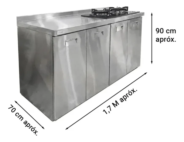 OTTEN-BAJO MESADA DE ACERO C/ANAFE 150*70*90CM TKC-4ST