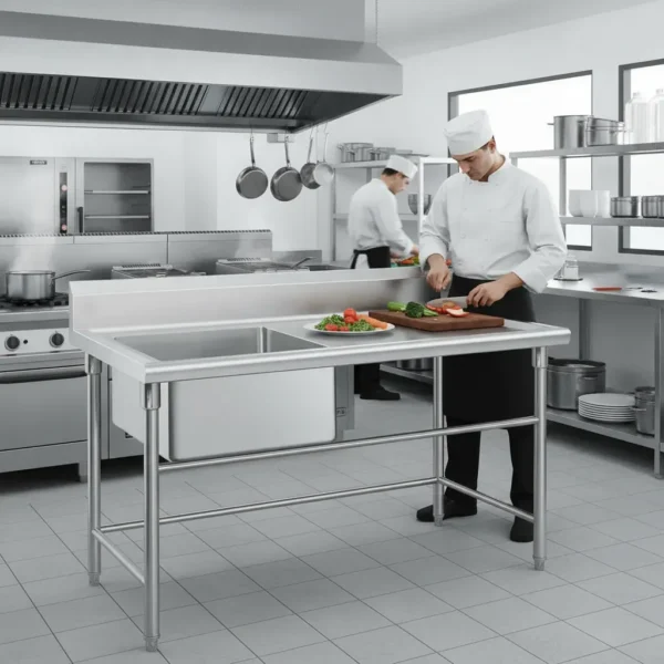 OTTEN-BACHA C/MESADA ACERO INOX. 120*60*80CM SLST-120-1