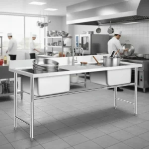 33247OTT009-2 OTTEN-BACHA DOBLE C/MESADA ACERO INOX. 180*60*80CM SMST-180-2