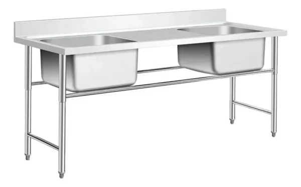 OTTEN-BACHA DOBLE C/MESADA ACERO INOX. 180*60*80CM SMST-180-2