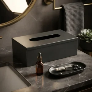 33273OTT0021 Caja Porta Pañuelos Organizador Acero Inoxidable Otten Negro