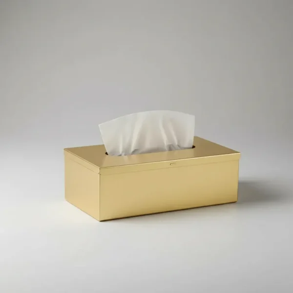 Caja Porta Pañuelos Organizador Acero Inoxidable Otten Dorado