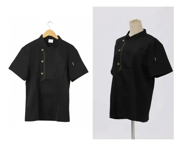 Chaqueta De Chef Para Cocina Manga Corta Unisex Otten Negro L