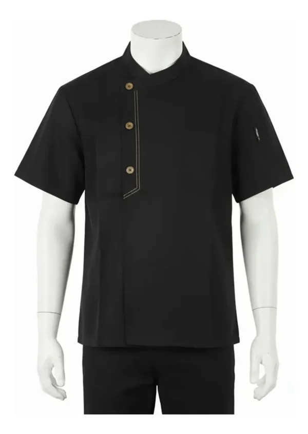 Chaqueta De Chef Para Cocina Manga Corta Unisex Otten Negro L