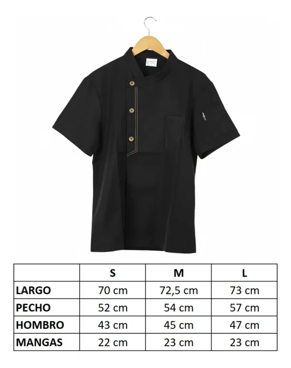 Chaqueta De Chef Para Cocina Manga Corta Unisex Otten Negro L