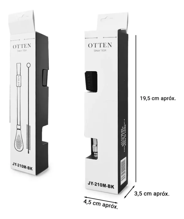 BOMBILLA RECTA 19CM ACERO INOX C/CEPILLO - OTTEN -