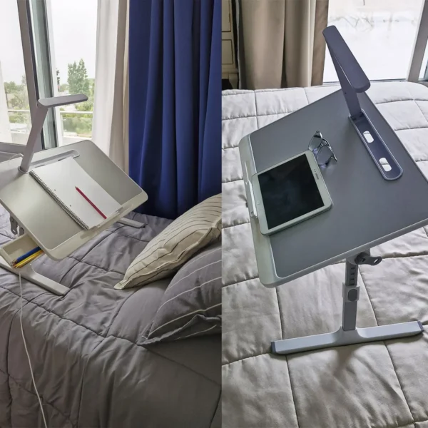 Mesa Bandeja De Cama Notebook Multiuso C/ Luz Otten 60 X 40 Color Gris