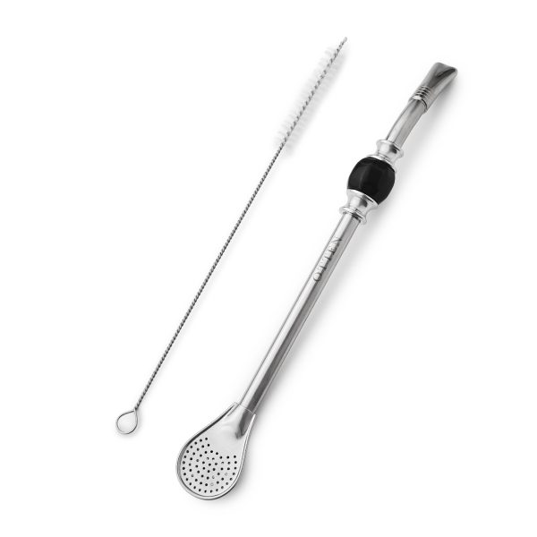 BOMBILLA CURVA 22CM ACERO INOX C/CEPILLO - OTTEN - BOMBILLA CURVA 22CM ACERO INOX C/CEPILLO - OTTEN -