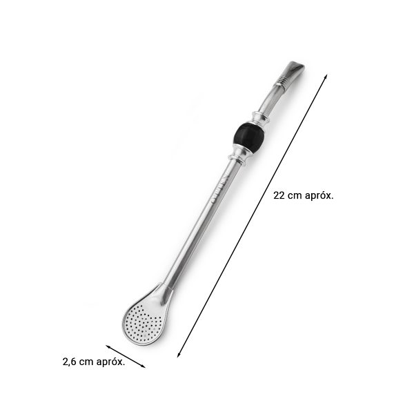 BOMBILLA CURVA 22CM ACERO INOX C/CEPILLO - OTTEN - BOMBILLA CURVA 22CM ACERO INOX C/CEPILLO - OTTEN -