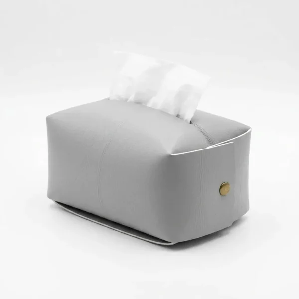 14273OTT0004-1 CAJA DE PAÑUELOS ECOCUERO GRIS -OTTEN-