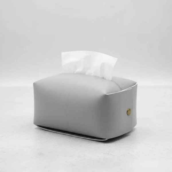 14273OTT0004-5 CAJA DE PAÑUELOS ECOCUERO GRIS -OTTEN-