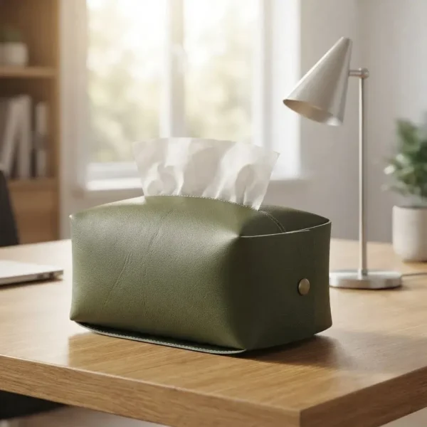 OTTEN CAJA DE PAÑUELOS ECOCUERO VERDE