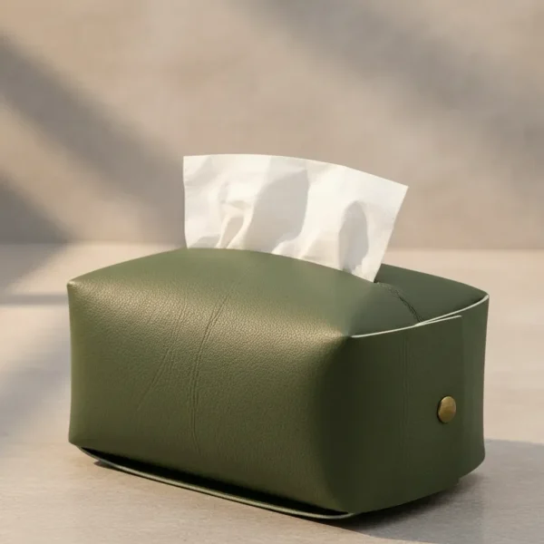 OTTEN CAJA DE PAÑUELOS ECOCUERO VERDE